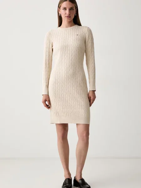 Gant rochie tricotată cu bej