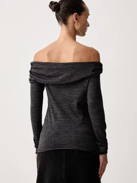 Tricou cu mânecă lungă Pinko de lână gri