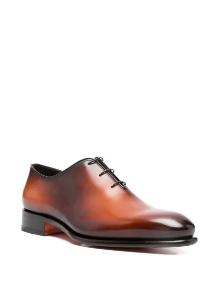 Pantofi loafer Santoni din dantelă maro
