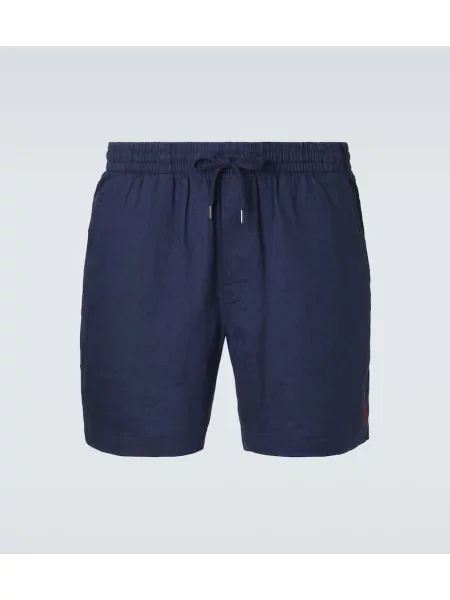 Lanene kratke hlače Polo Ralph Lauren modra