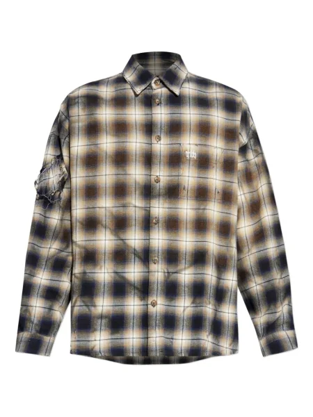 Карирана риза Misbhv с разкъсвания кафяво