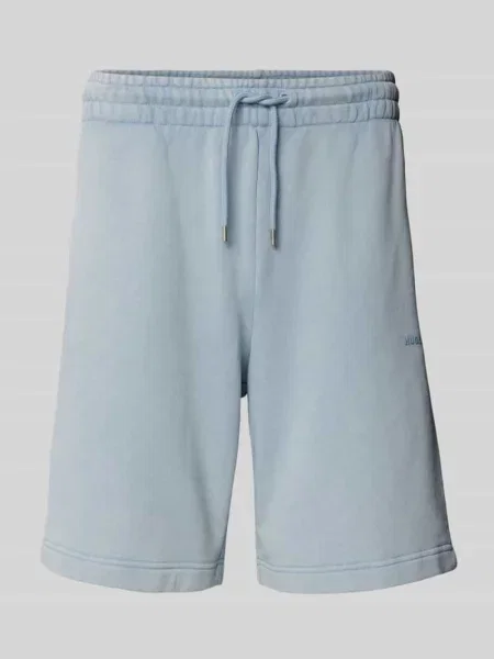 Szorty z dzianiny dresowej o kroju regular fit z nadrukiem z logo model ‘Dupaly’ Hugo niebieskie
