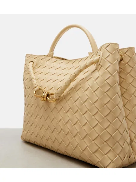 Geanta de piele Bottega Veneta Handle din piele bej