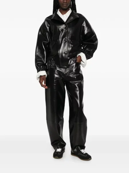 Pantaloni Sandro din piele negru
