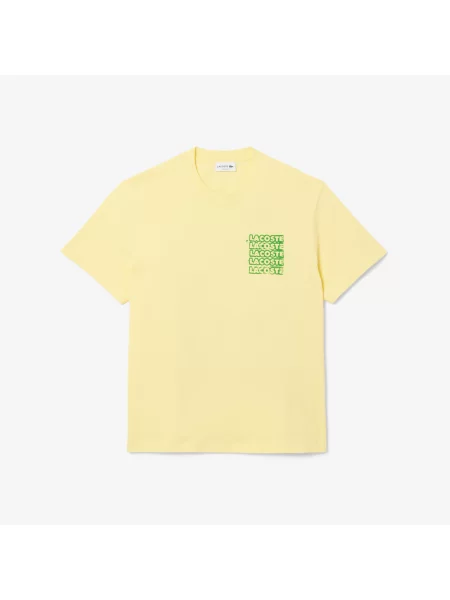 Lacoste Koszulka Z Monogramem Z Bawełnianego Dżerseju żółty