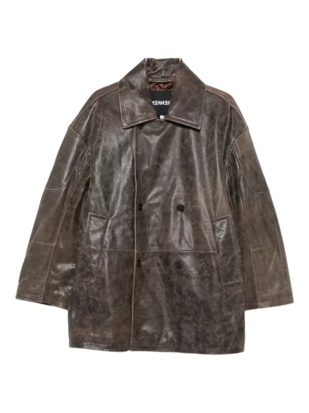 Кожено палто Frenken кафяво