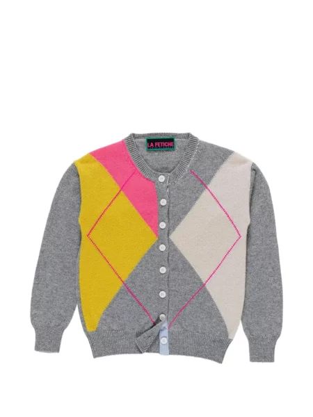 Cardigan La Fetiche cu model argyle gri