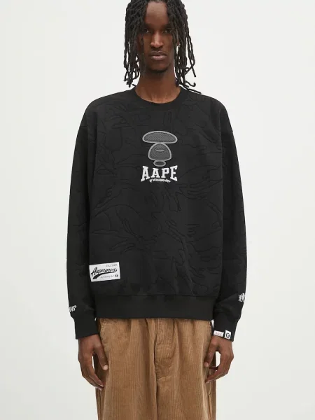 Μπλούζα AAPE Main Crew Neck μαύρο