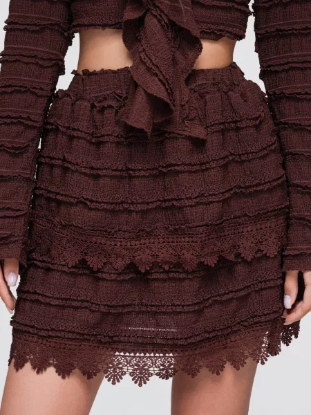 Fusta mini Ombre din dantelă