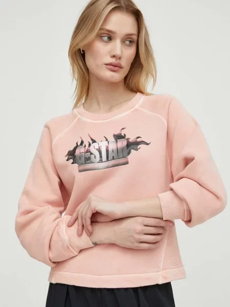 Суитчър G-star Raw с принт розово