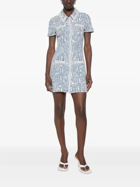 Gulerat rochie mini Self-portrait cu paiete albastru