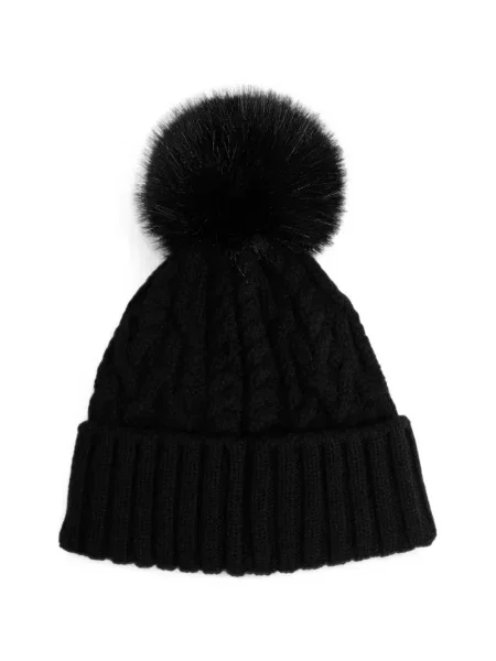 Căciulă Moncler tricotate cu pompoane negru