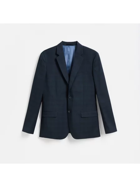 Reserved Kockás slim fit blézer tengerészkék