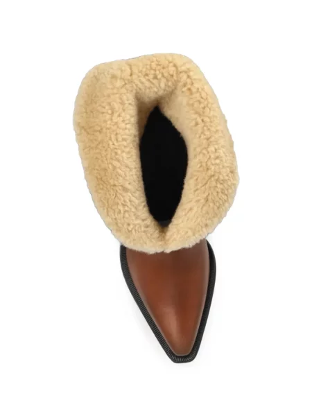 Cizme scurte Chloé din piele de oaie maro