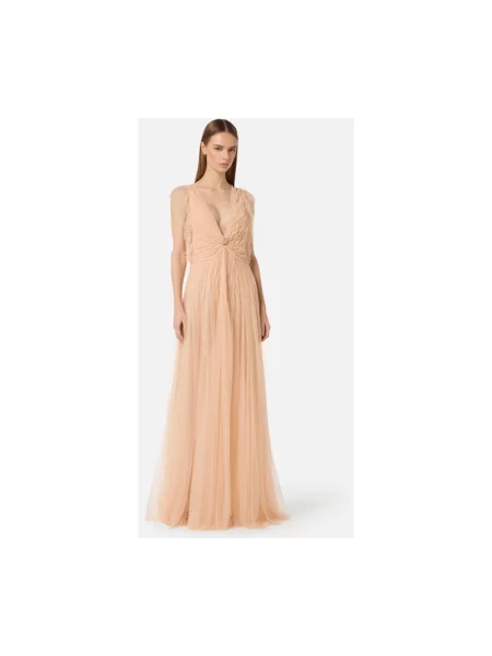Sukienka Elisabetta Franchi beżowa