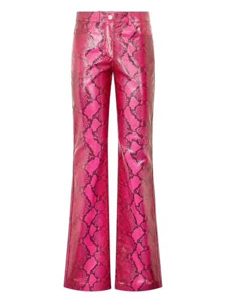 Pantaloni Roberto Cavalli cu imagine cu model piele de șarpe evazate roz