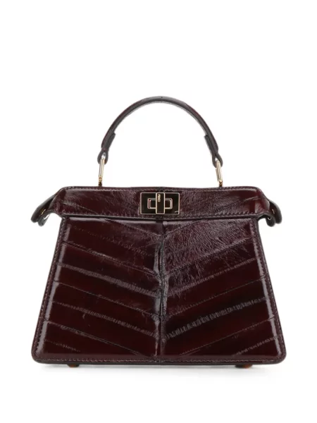 Kožna shopper torbica Fendi smeđa