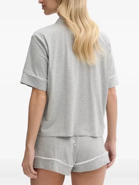 Tricou Polo Ralph Lauren cu decolteu rotund de mătase cu dungi alb