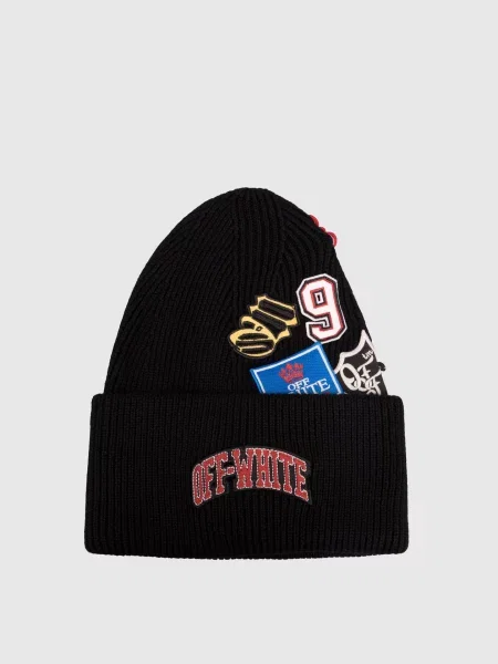 Шапка з кашеміром з логотипом Off-white чорна