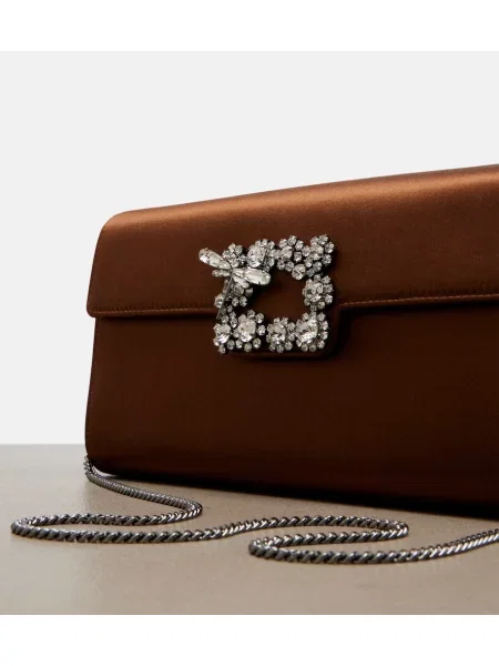Geantă plic Roger Vivier din satin maro