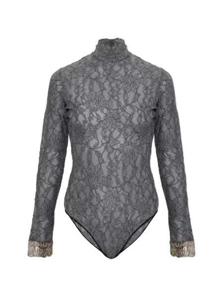 Lung body Valentino Garavani cu model floral din dantelă albastru