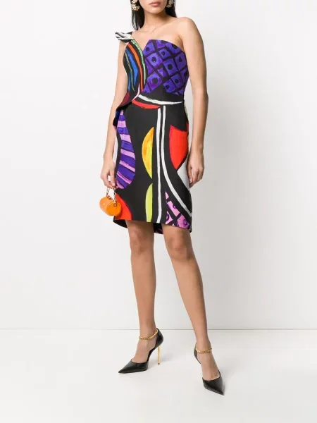 Rochie Moschino cu imagine cu imprimeu abstract negru