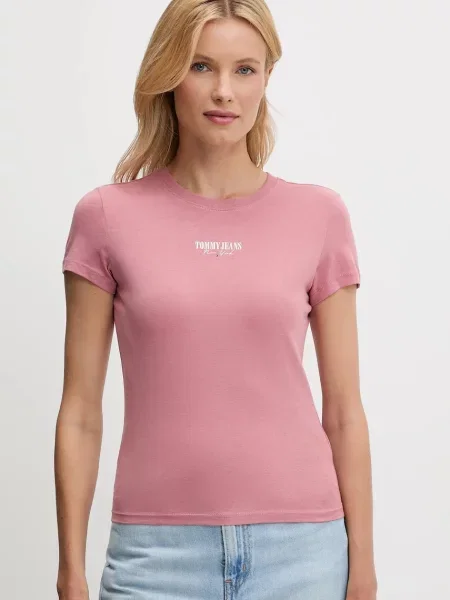 Тениска Tommy Jeans дамска розово