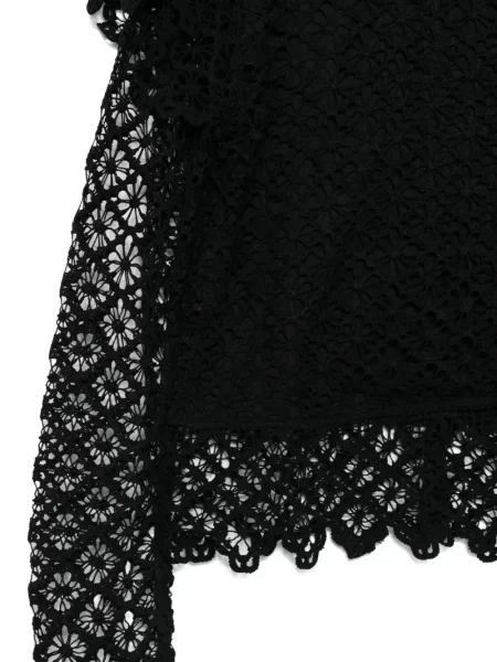 Топ Isabel Marant с волани с дантела черно