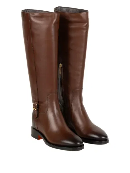 Botine Santoni din piele cu cataramă maro