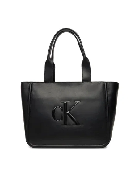 Džínsy Calvin Klein z ekologickej kože čierna