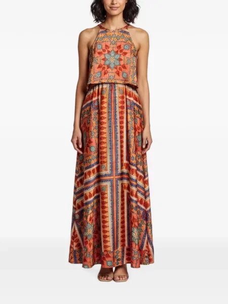 Gėlėtas raštuotas maxi suknele Torn By Ronny Kobo oranžinė