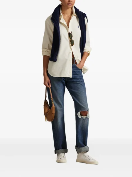 Polo Polo Ralph Lauren z twillu do kolan plisowane żółte