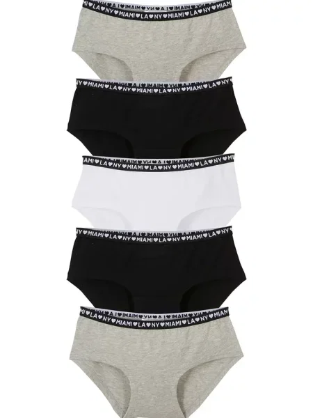 Figi panty z miękką bawełną 5 par czarne