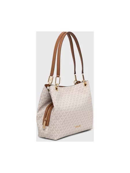 Shopperka Michael Michael Kors płócienna z logo beżowa