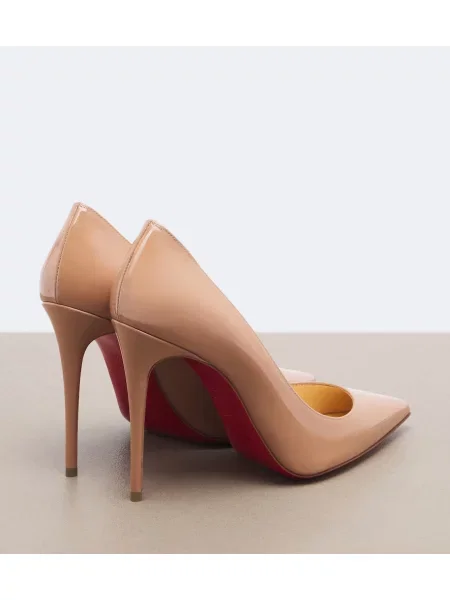 Bőr lakkozott körömcipő Christian Louboutin bézs
