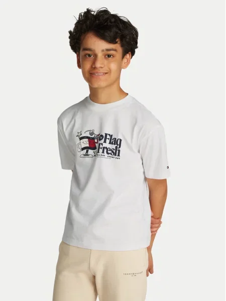 Tommy Hilfiger Marškinėliai Flag Fun S Regular Fit balta
