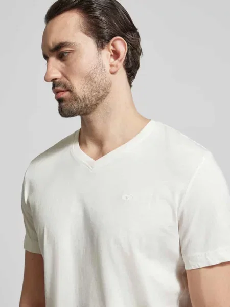 T-shirt o kroju regular fit z czystej bawełny Tom Tailor biała