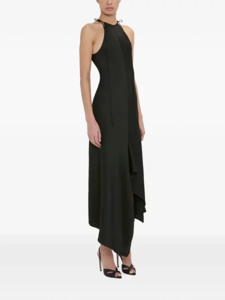 Rochie midi Victoria Beckham asimetrică negru