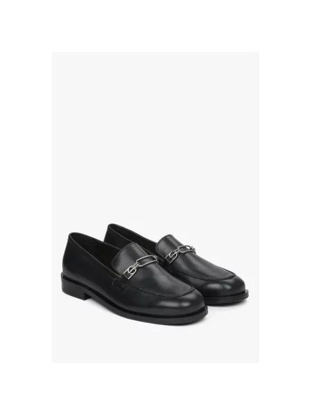 Лофери з пряжками шкіряні Estro чорні