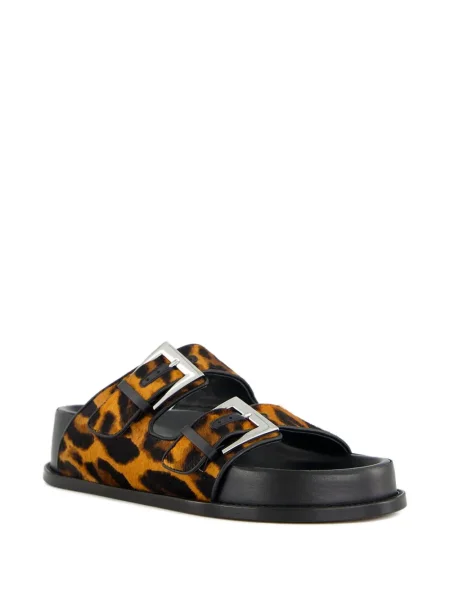 Sandale Paris Texas fără toc cu imagine cu model leopard maro