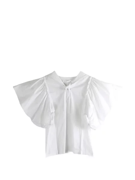 Дантелена блуза Comme Des Garçons Tao с връзки с дантела бяло