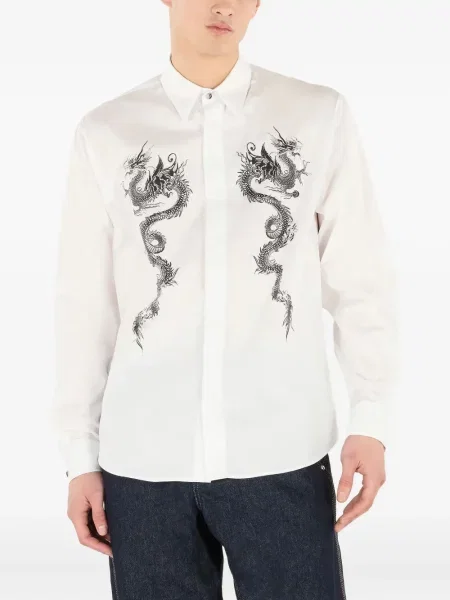 Cămașă Roberto Cavalli cu imagine alb