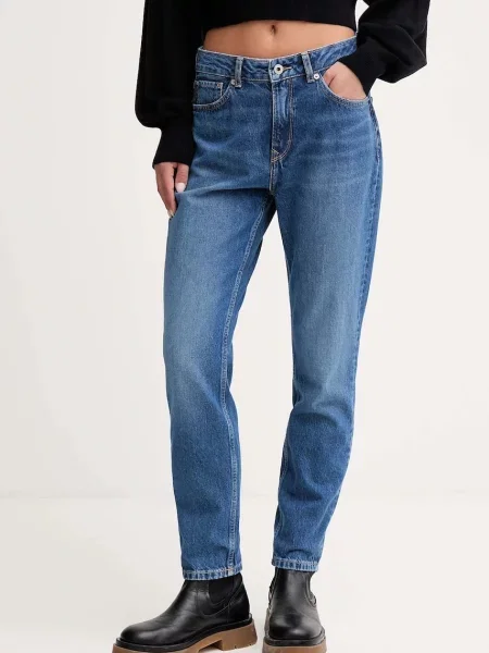 Pepe Jeans blugi high waist albastru