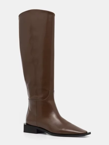 Kožené kozačky Vanda Novak Giselle na plochém hnědá