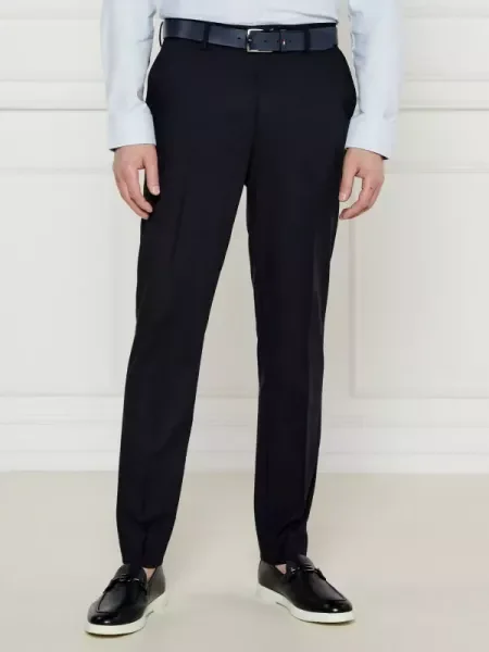 BOSS BLACK Pantaloni cu adaos de lână negru