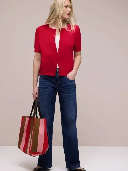 Street One Kardigan Kobiety jednolity 36 czerwony