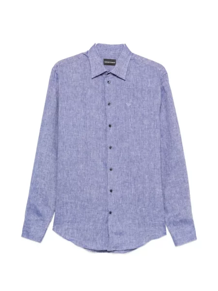 Lung cămașă Emporio Armani cu broderie albastru