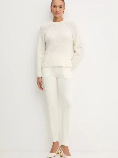 Twinset sweter z dodatkiem alpaki beżowy