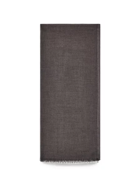 Fular Giorgio Armani cu franjuri cu model herringbone gri