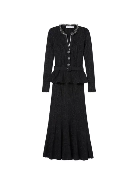 Rochie midi Self-portrait tricotate negru